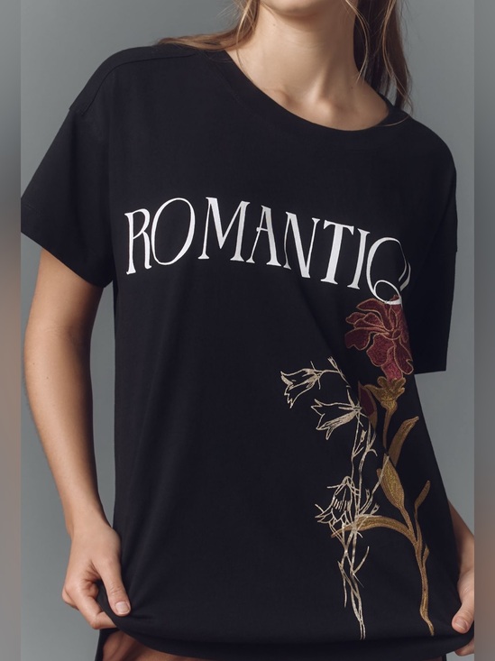 Anthropologie Tops - Anthro Embroidered Graphic Romantique Tee